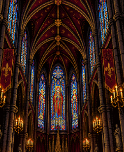 Cathedral nave by candlelight